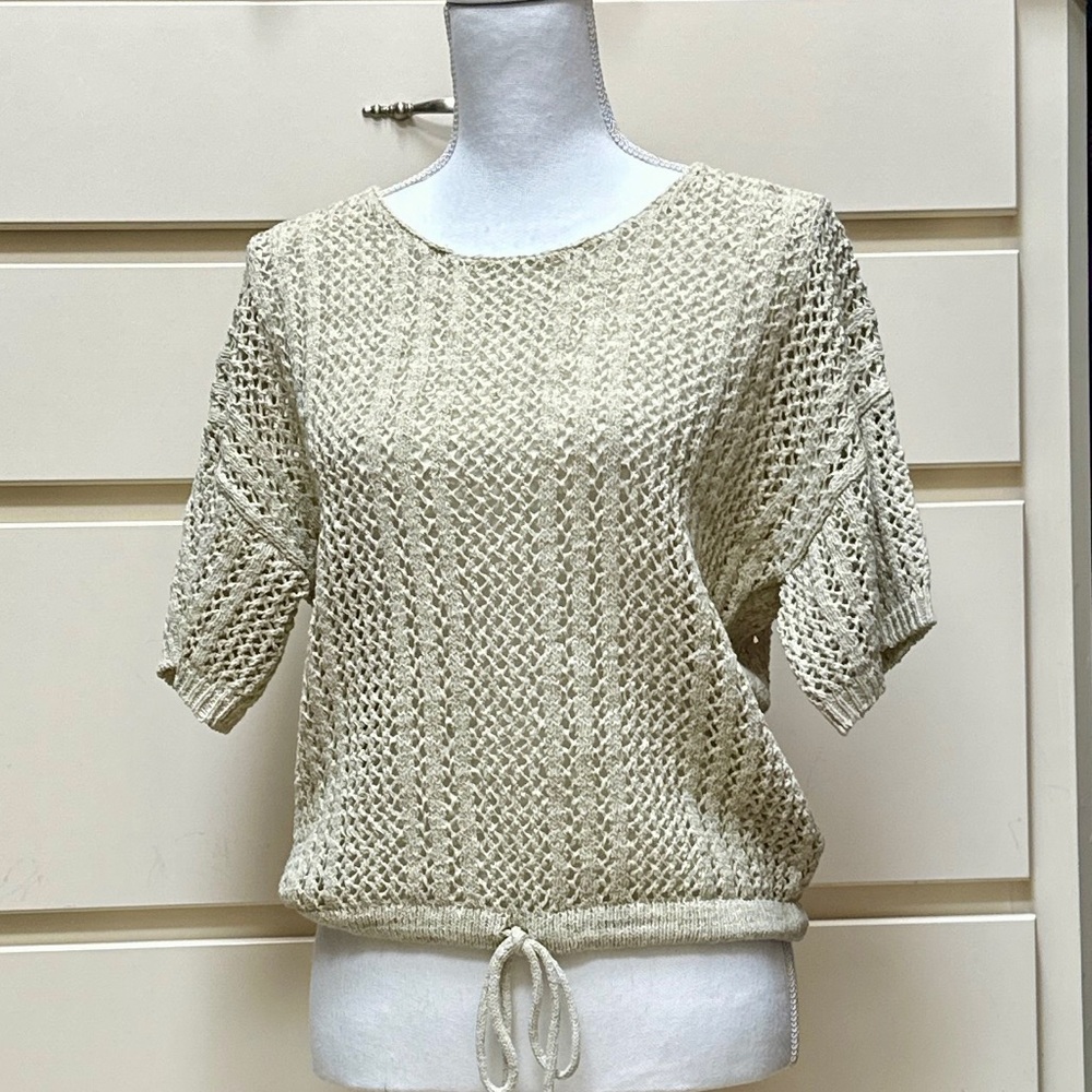 Splendid crochet sweater top tan XS